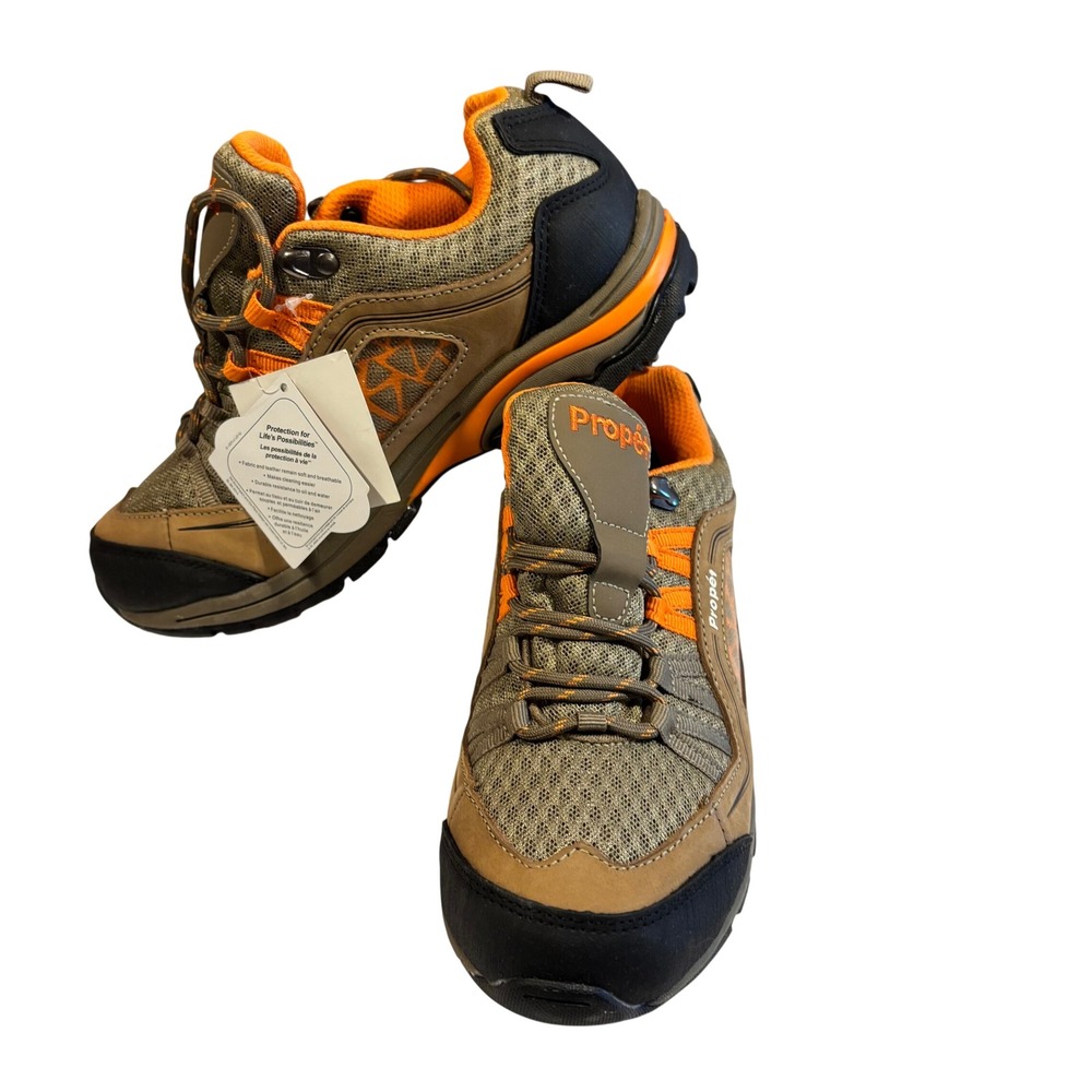 Propet Cliff Walker Waterproof Hiking Shoes Brown Orange Low Top Sneakers NWT